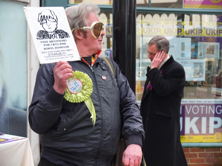 David Bishop, Elvis Loves Pets party; Nigel Farage, UKIP leader
