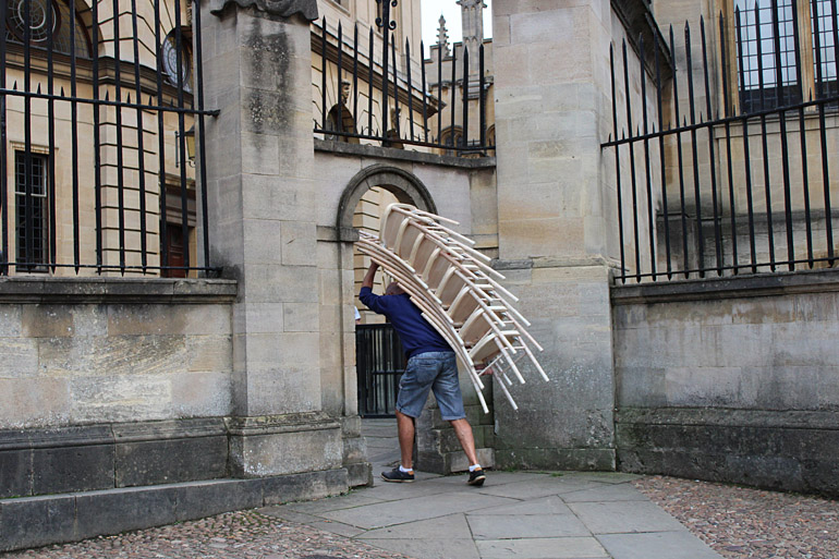 Chairs and Sheldonian, Oxford, 2019.