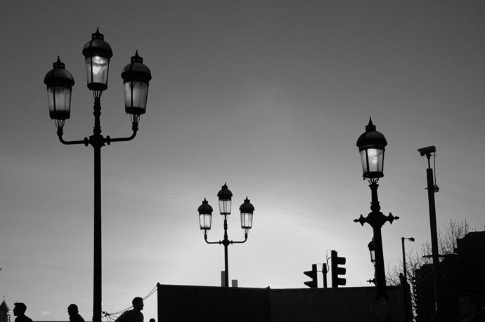 London sunset with CCTV