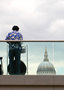 Drummer on the Millennium Bridge, London