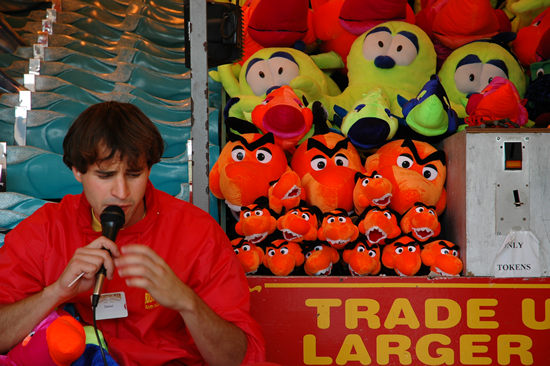 On the mike, Brighton Pier