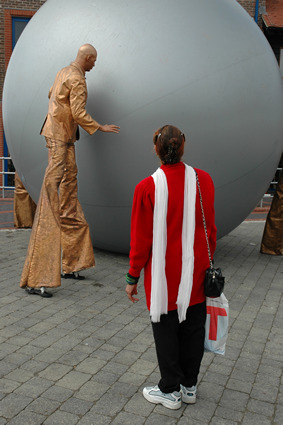 Watching the gold man, Littlehampton