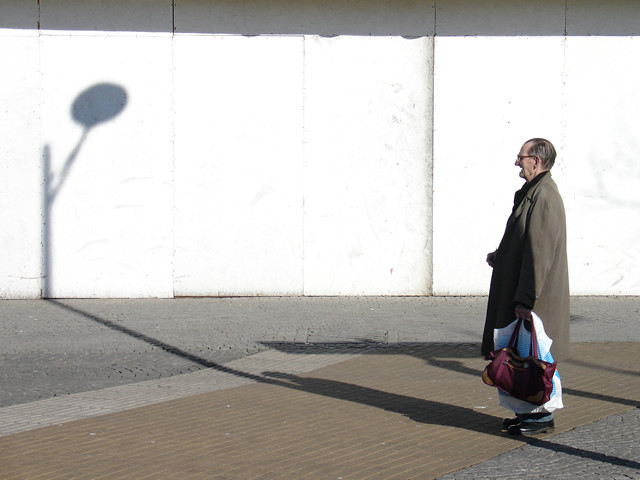 Man and white wall, Bristol