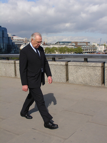 Crossing bridge, London