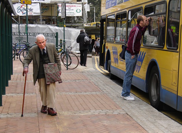 Bus stop scene, Bournemouth