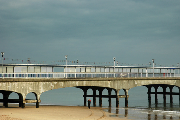 Bournemouth Pier and tyre tracks