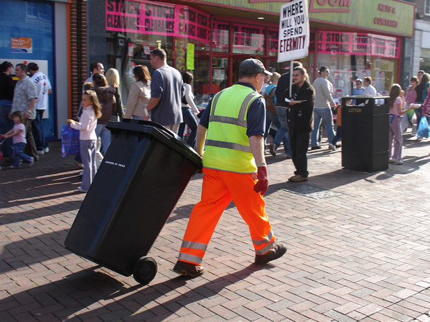 Collecting rubbish, Poole