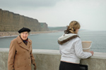 West Bay, beret, bucket, cliffs