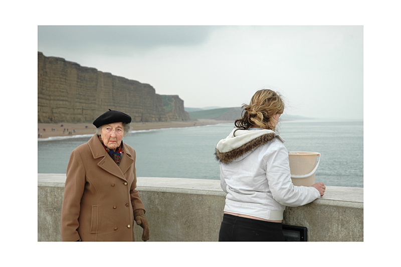 West Bay, beret, bucket, cliffs